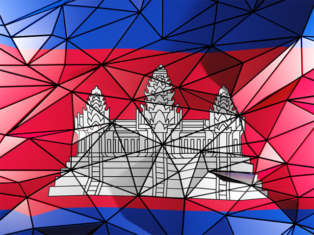 Triangle background. Download flag icon of Cambodia at PNG format