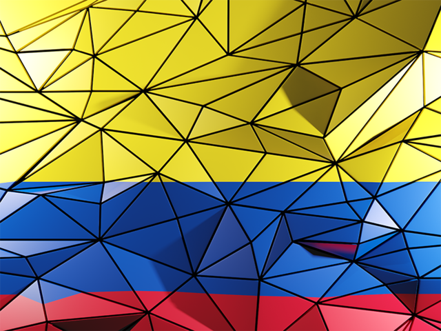 Бэкграунд из треугольников. Скачать флаг. Колумбия