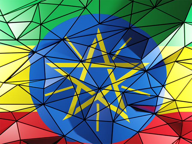 Бэкграунд из треугольников. Скачать флаг. Эфиопия