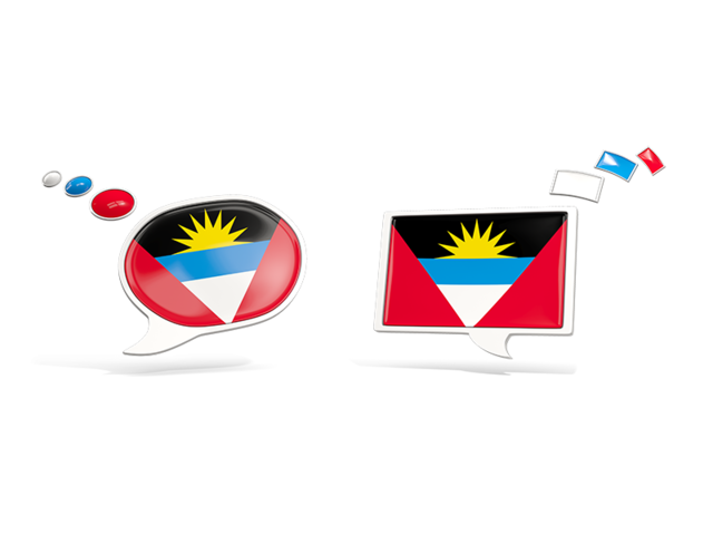 Two speech bubbles. Download flag icon of Antigua and Barbuda at PNG format