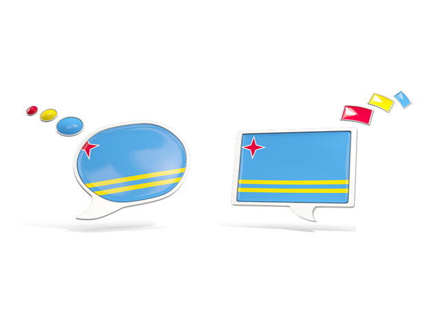 Two speech bubbles. Download flag icon of Aruba at PNG format