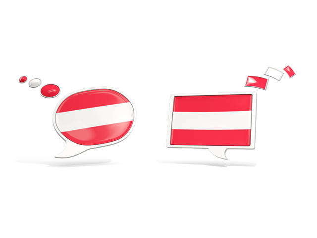 Two speech bubbles. Download flag icon of Austria at PNG format
