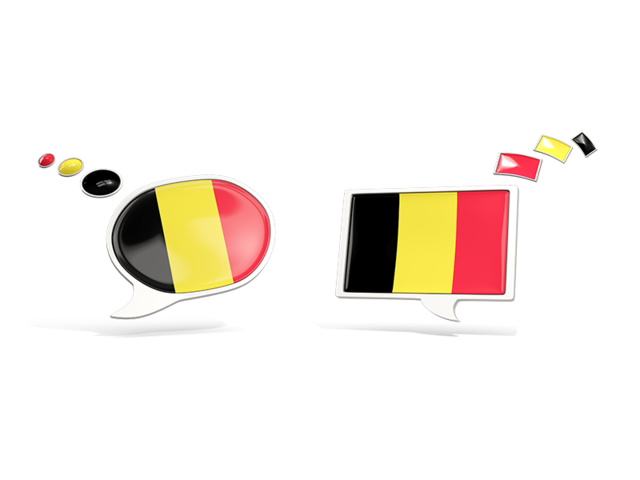 Two speech bubbles. Download flag icon of Belgium at PNG format
