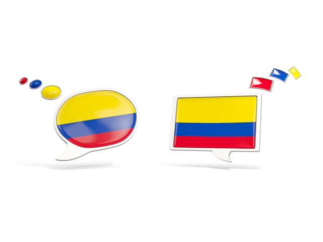 Two speech bubbles. Download flag icon of Colombia at PNG format