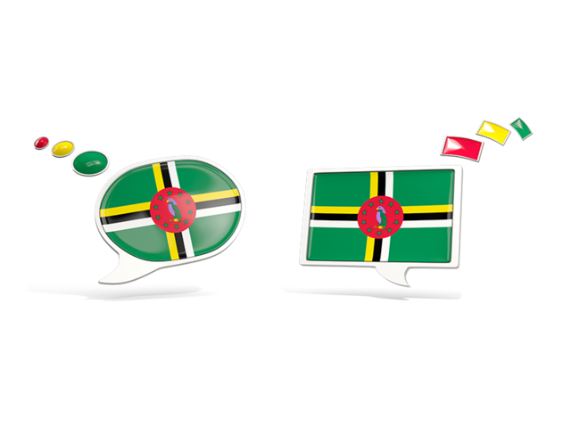 Two speech bubbles. Download flag icon of Dominica at PNG format