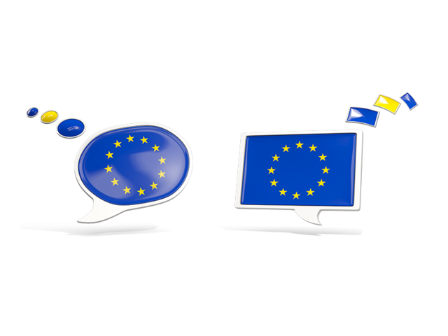 Two speech bubbles. Download flag icon of European Union at PNG format