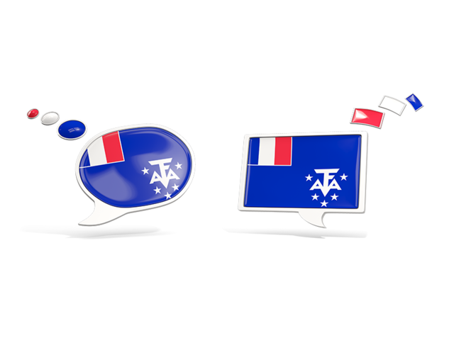 Two speech bubbles. Download flag icon of French Southern and Antarctic Lands at PNG format
