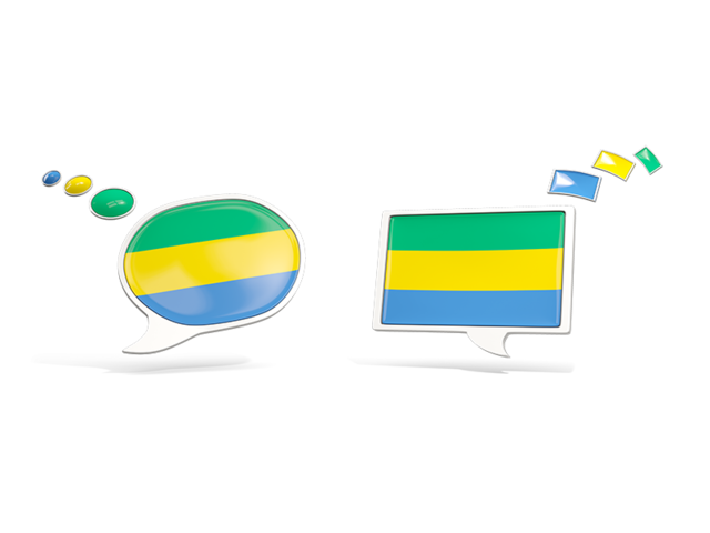 Two speech bubbles. Download flag icon of Gabon at PNG format