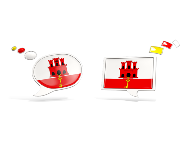 Two speech bubbles. Download flag icon of Gibraltar at PNG format