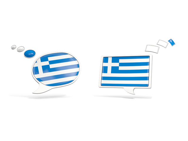 Two speech bubbles. Download flag icon of Greece at PNG format