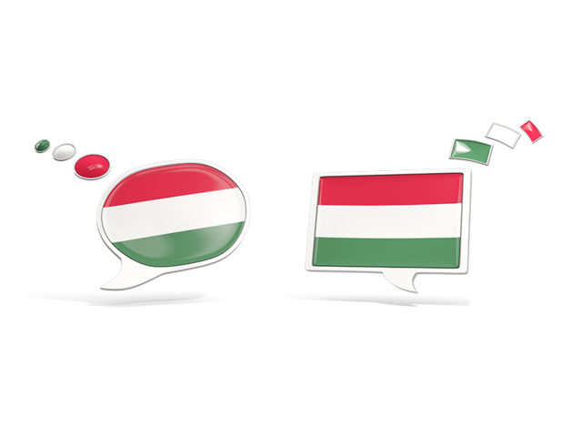 Two speech bubbles. Download flag icon of Hungary at PNG format