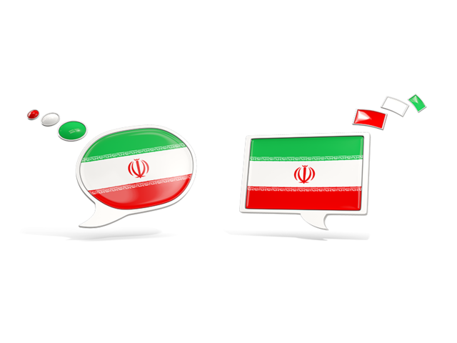 Two speech bubbles. Download flag icon of Iran at PNG format