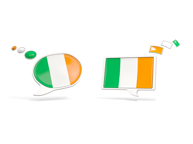 Two speech bubbles. Download flag icon of Ireland at PNG format