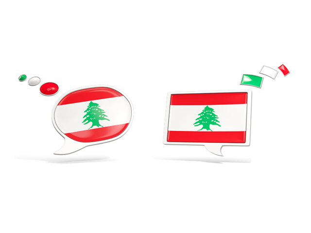 Two speech bubbles. Download flag icon of Lebanon at PNG format