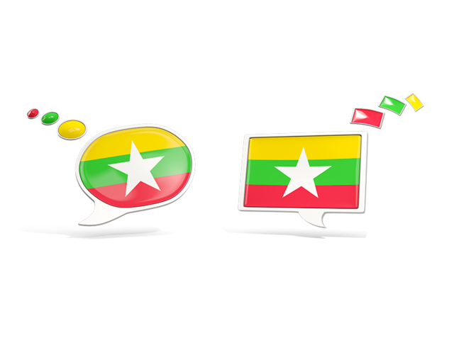 Two speech bubbles. Download flag icon of Myanmar at PNG format