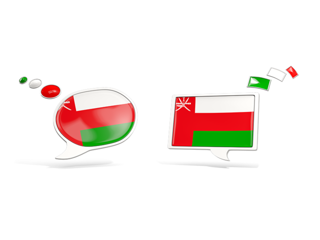 Two speech bubbles. Download flag icon of Oman at PNG format