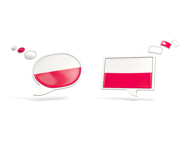 Two speech bubbles. Download flag icon of Poland at PNG format