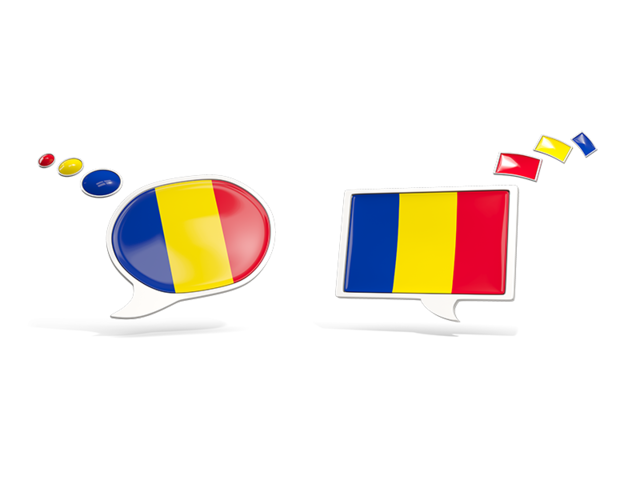 Two speech bubbles. Download flag icon of Romania at PNG format