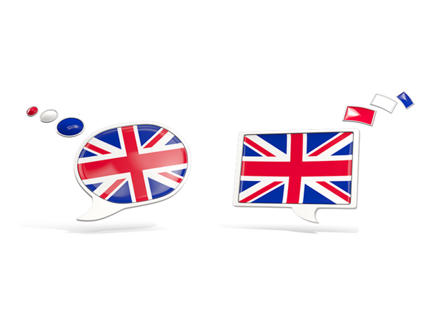 Two speech bubbles. Download flag icon of United Kingdom at PNG format