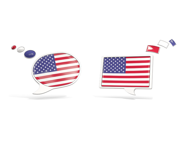 Two speech bubbles. Download flag icon of United States of America at PNG format
