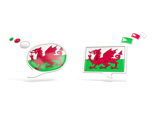 Two speech bubbles. Download flag icon of Wales at PNG format