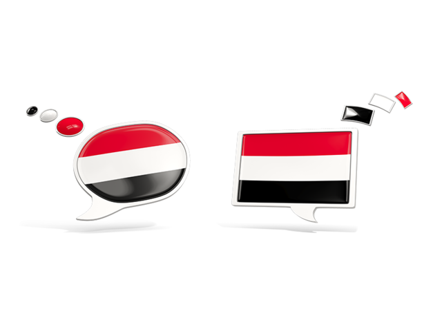 Two speech bubbles. Download flag icon of Yemen at PNG format