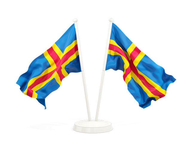 Two waving flags. Download flag icon of Aland Islands at PNG format
