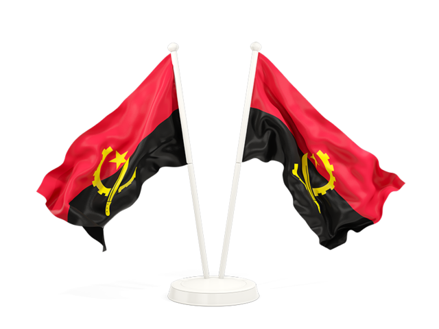Two waving flags. Download flag icon of Angola at PNG format