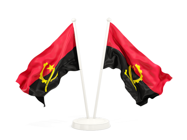 Two Waving Flags Illustration Of Flag Of Angola