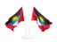 Antigua and Barbuda. Two waving flags. Download icon.