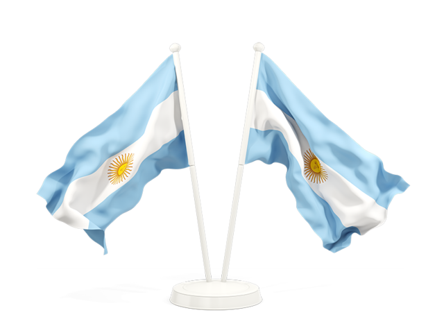 Два развевающихся флага. Скачать флаг. Аргентина