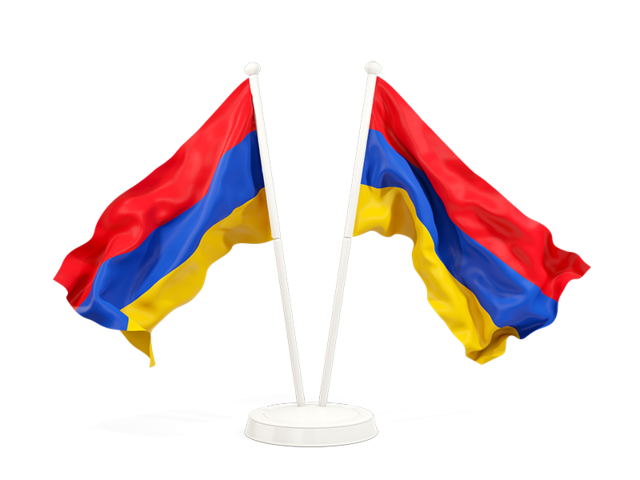 Two waving flags. Download flag icon of Armenia at PNG format