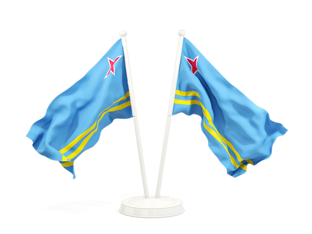 Two waving flags. Download flag icon of Aruba at PNG format