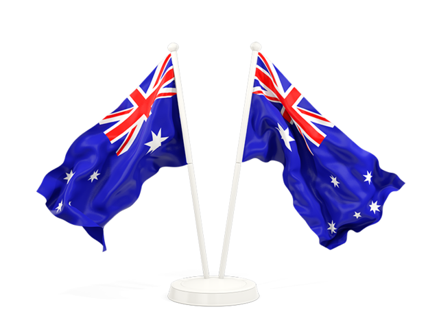 Two waving flags. Download flag icon of Australia at PNG format