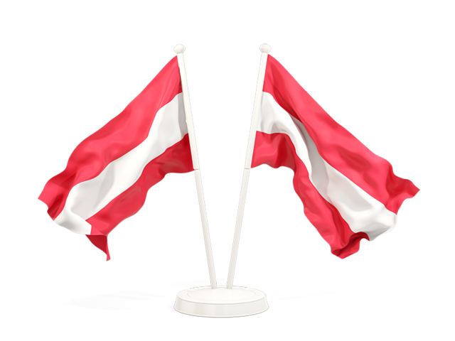 Two waving flags. Download flag icon of Austria at PNG format