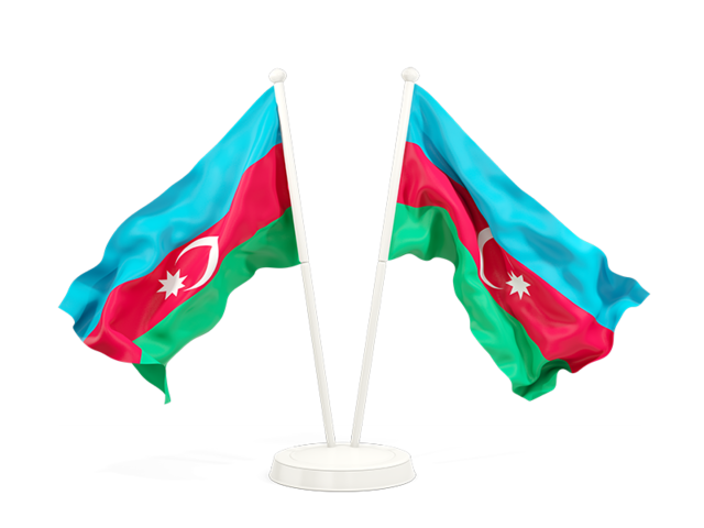 Два развевающихся флага. Скачать флаг. Азербайджан
