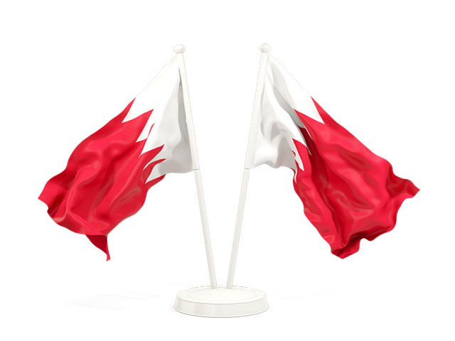 Two waving flags. Download flag icon of Bahrain at PNG format