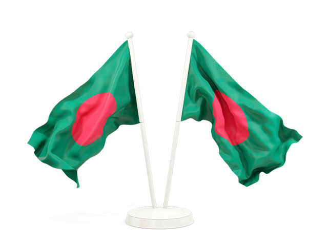 Two waving flags. Download flag icon of Bangladesh at PNG format