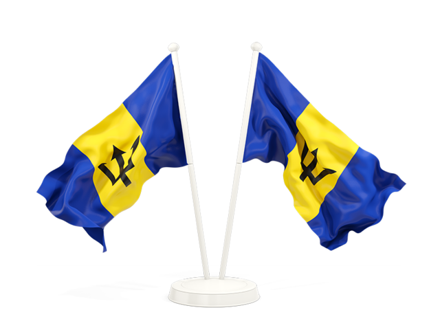 Two waving flags. Download flag icon of Barbados at PNG format