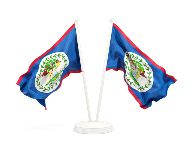Two waving flags. Download flag icon of Belize at PNG format