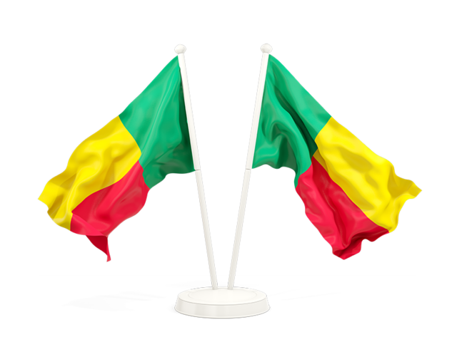 Two waving flags. Download flag icon of Benin at PNG format