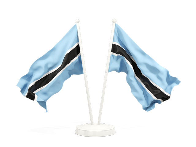 Two waving flags. Download flag icon of Botswana at PNG format
