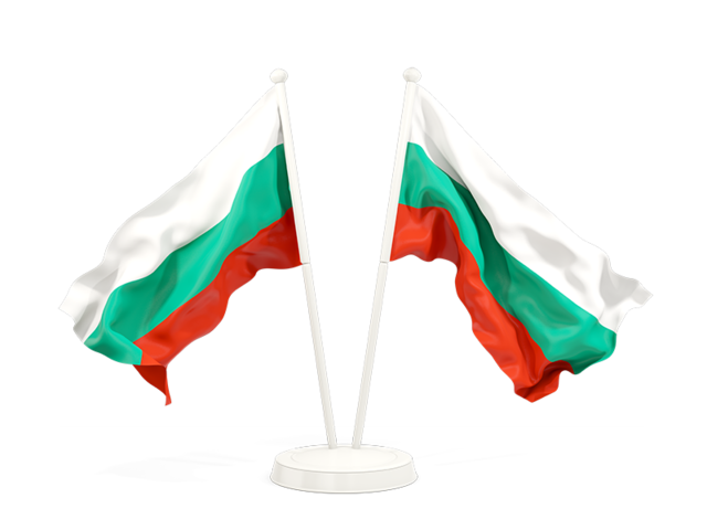 Two waving flags. Download flag icon of Bulgaria at PNG format