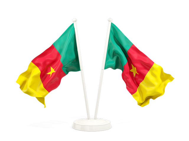 Two waving flags. Download flag icon of Cameroon at PNG format