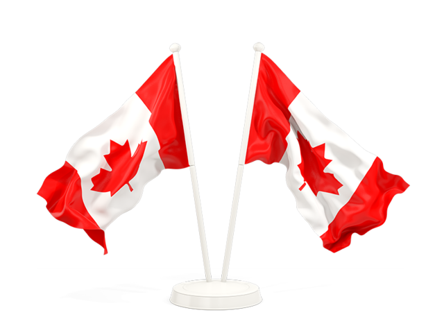 Two Waving Flags Illustration Of Flag Of Canada