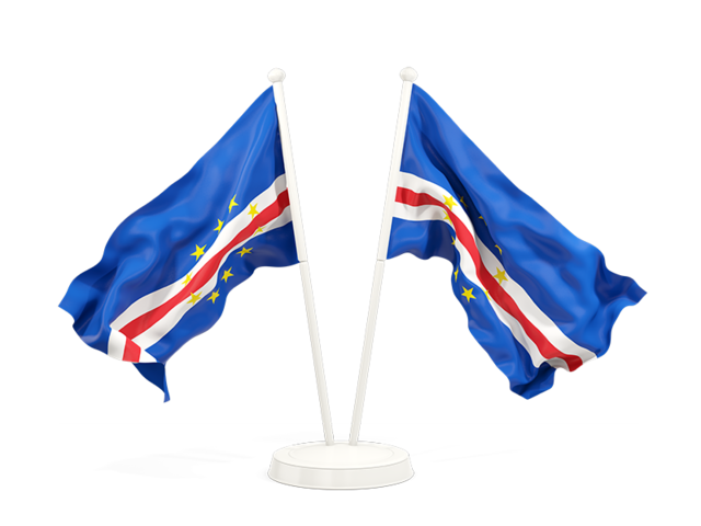 Two waving flags. Download flag icon of Cape Verde at PNG format