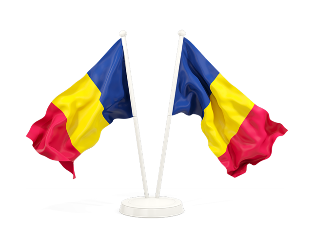 Two waving flags. Download flag icon of Chad at PNG format
