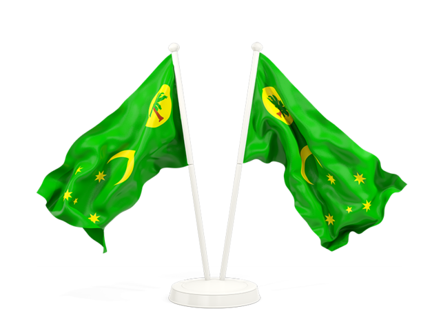 Two waving flags. Download flag icon of Cocos Islands at PNG format
