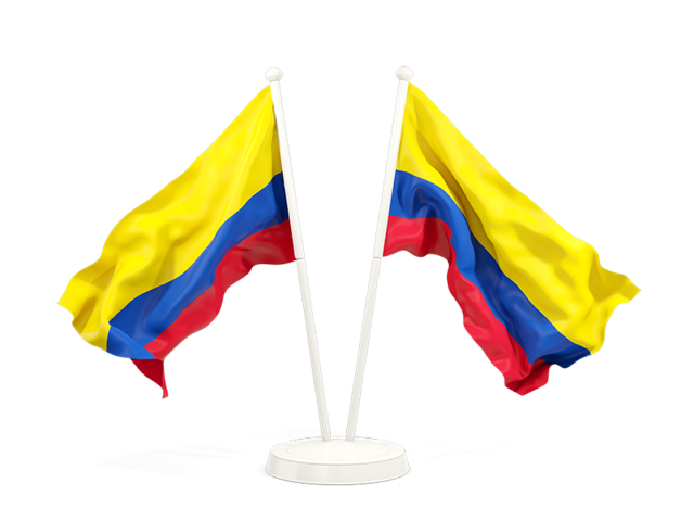 Два развевающихся флага. Скачать флаг. Колумбия