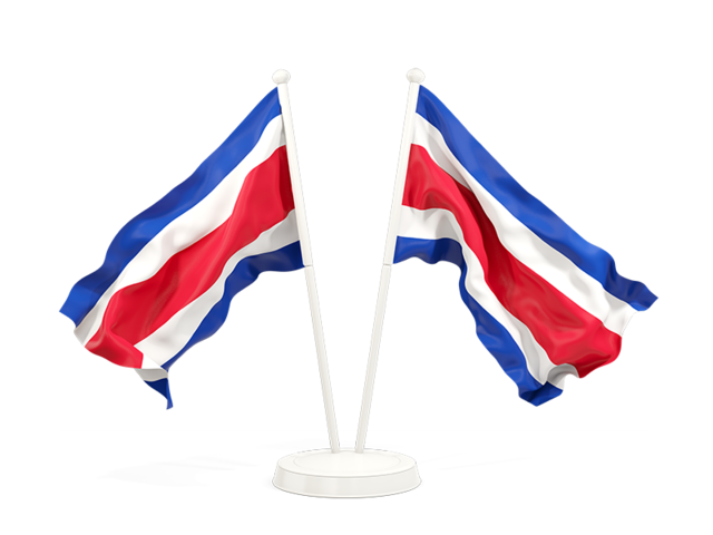 Two waving flags. Download flag icon of Costa Rica at PNG format